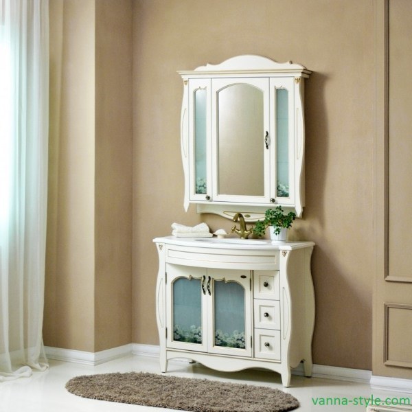 Комплект мебели для ванной Атолл Ривьера 100 с зеркальным шкафом