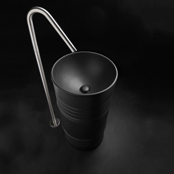 Раковина Kerasan Artwork Barrel черная матовая