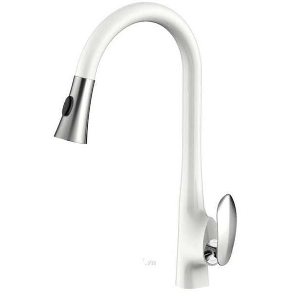 Смеситель для кухни Grocenberg GB 40013 CHROME белый