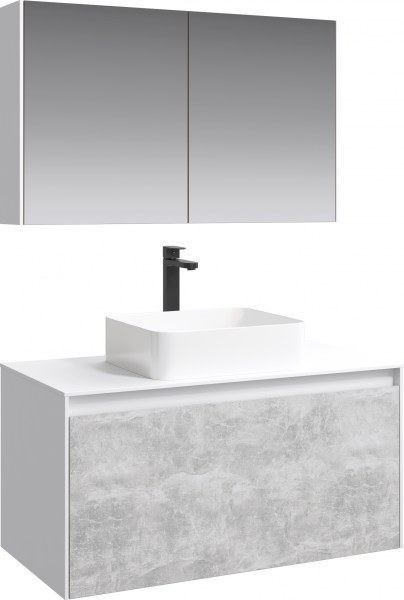 Комплект мебели Aqwella 5 stars Mobi 100 белый, бетон светлый