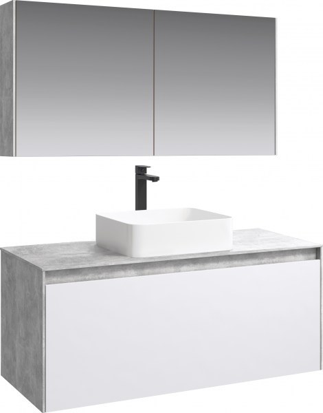 Комплект мебели Aqwella 5 stars Mobi 120 бетон светлый, белый
