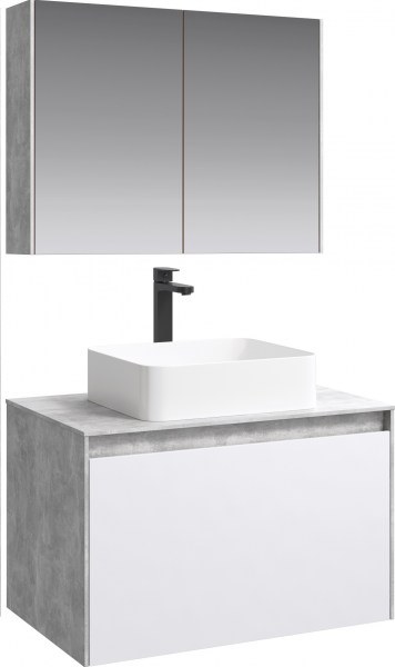 Комплект мебели Aqwella 5 stars Mobi 80 бетон светлый, белый