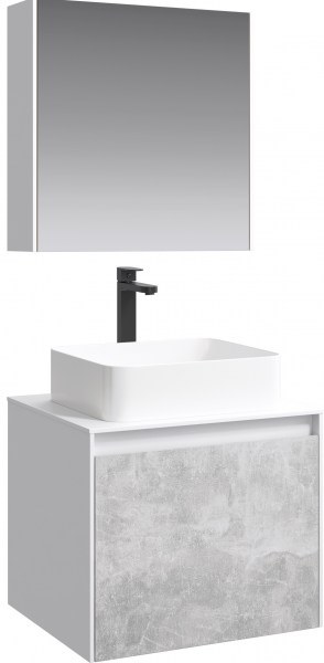 Комплект мебели Aqwella 5 stars Mobi 60 белый, бетон светлый