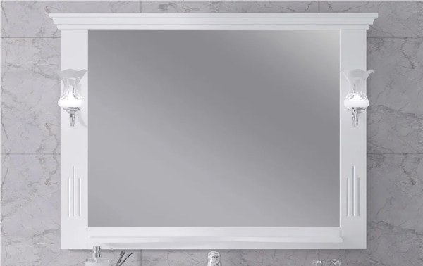 Зеркало с полкой Opadiris Риспекто 120 белое матовое
