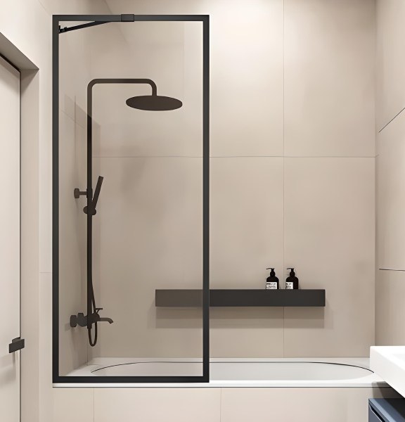 Шторка на ванну Veconi Palau PL85B-70-01-C7 70x150 с черным профилем