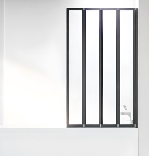 Шторка на ванну Veconi Palau PL74BR-90-01-19C4 90x150 с черным профилем