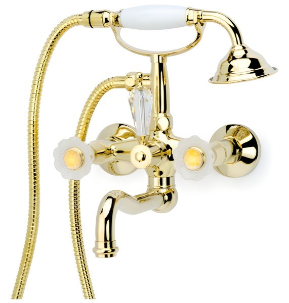 Смеситель для ванны Boheme Camelia 293 с душем, золото