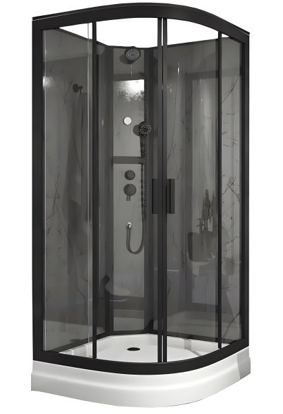 Душевая кабина Timo Premium Ilma-909 B Black 90x90 с верхним душем