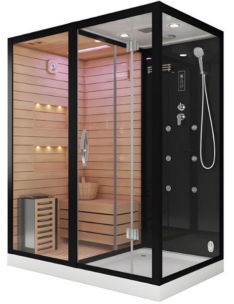 Душевая кабина Ceruttispa Albano Nero-L Black 8347 180x110 с гидромассажем