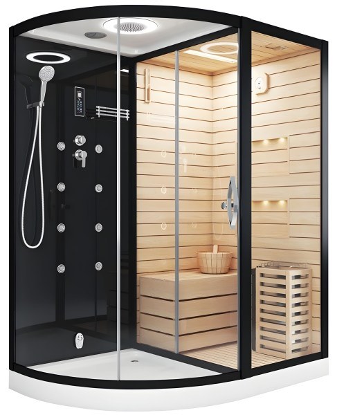 Душевая кабина Ceruttispa Lugano Nero-R Black 8344 180x110 с гидромассажем