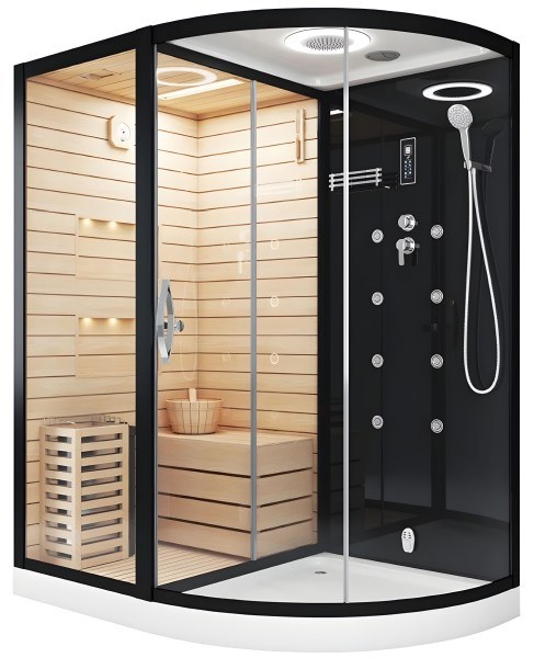 Душевая кабина Ceruttispa Lugano Nero-L Black 8343 180x110 с гидромассажем