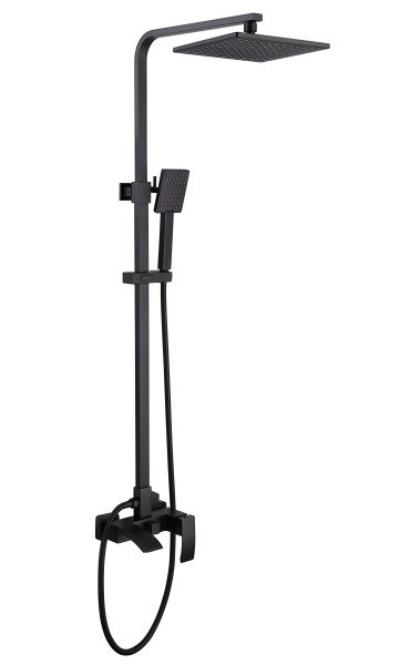 Душевая система Abber Wasserfall AF8616B с изливом, черная матовая