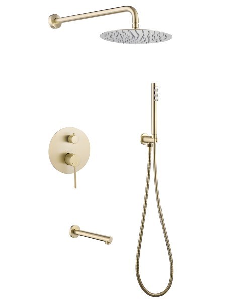 Душевая система Abber Emotion AF8817G с изливом, матовое золото