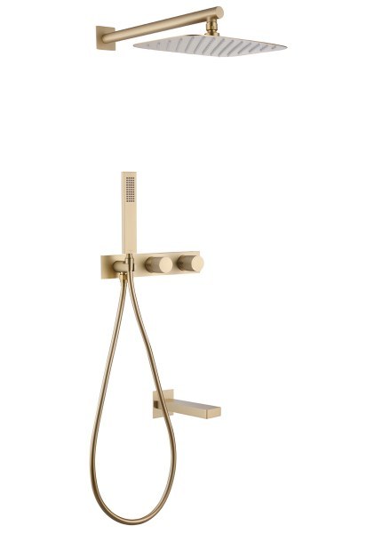 Душевая система Abber Rund AF8717G  с изливом, матовое золото