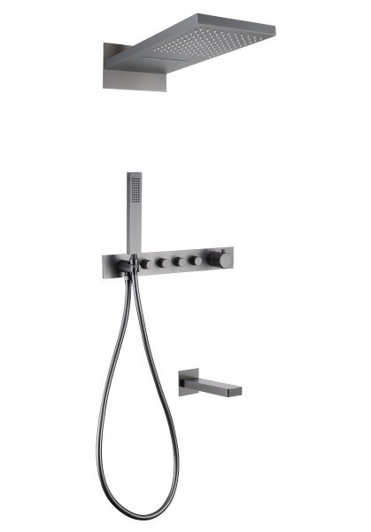 Душевая система Abber Rund AF8753NG с изливом, никель