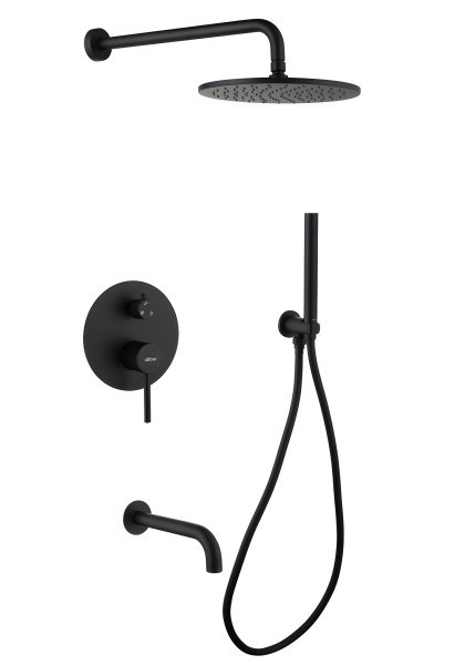 Душевая система Abber Wasser Kreis AF8117B с изливом, черная матовая