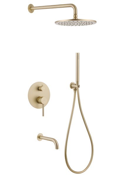 Душевая система Abber Wasser Kreis AF8117G с изливом, матовое золото