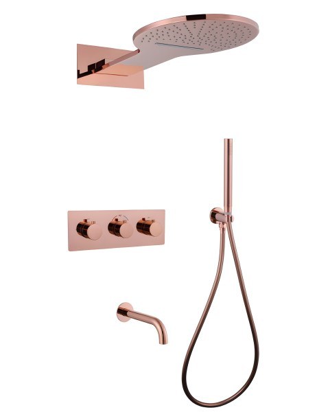 Душевая система Abber Wasser Kreis AF8150RG с изливом, розовое золото