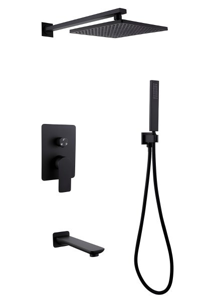 Душевая система Abber Weiss Insel AF8017B с изливом, черная матовая