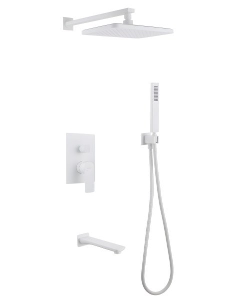 Душевая система Abber Weiss Insel AF8017FW с изливом, белая матовая