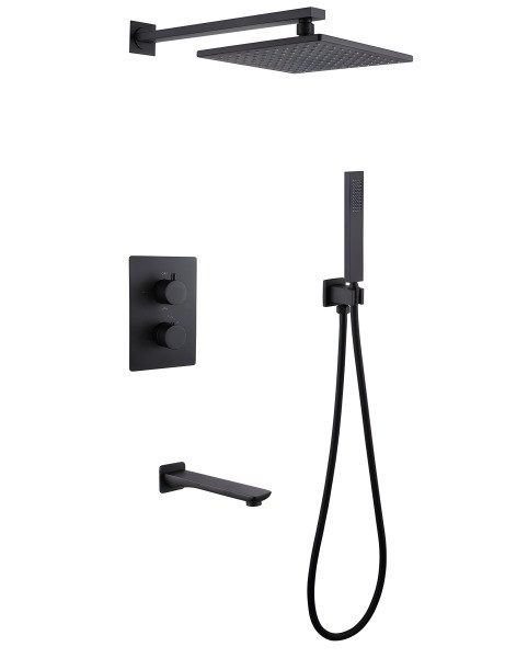 Душевая система Abber Weiss Insel AF8050B с изливом, черная матовая
