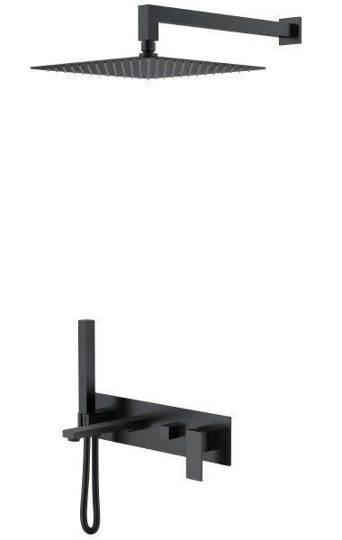 Душевая система Boheme Qubic 474-B с изливом, черная матовая