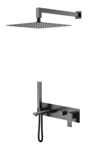 Душевая система Boheme Qubic 474-GM с изливом, оружейная сталь