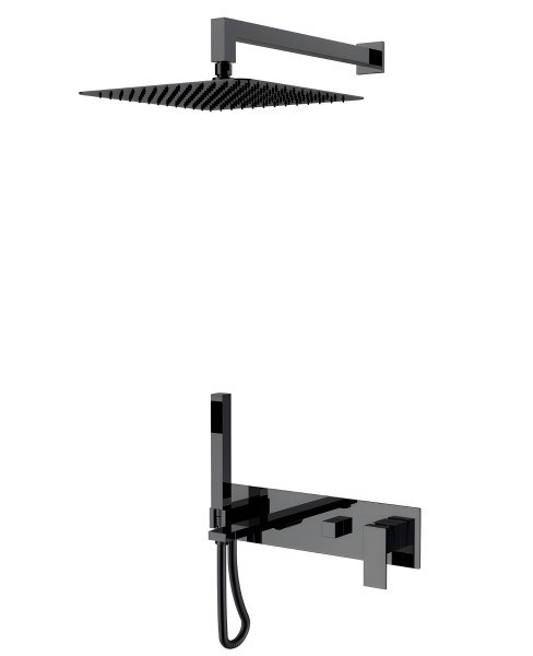 Душевая система Boheme Qubic 474-SGM  с изливом, оружейная сталь