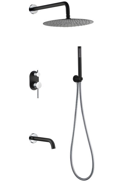 Душевая система Boheme Uno 464-2-BCR с изливом, черная матовая