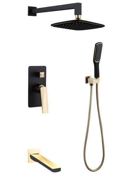Душевая система Boheme Venturo 384-B-2 с изливом, черная матовая