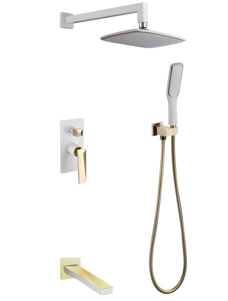 Душевая система Boheme Venturo 384-W-2 с изливом, белая матовая