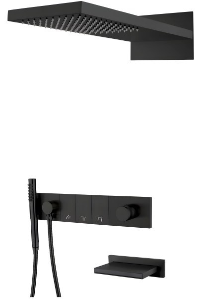 Душевая система Boheme Zodiac 132-2-B с изливом, черная матовая