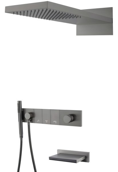 Душевая система Boheme Zodiac 132-2-GM с изливом, оружейная сталь