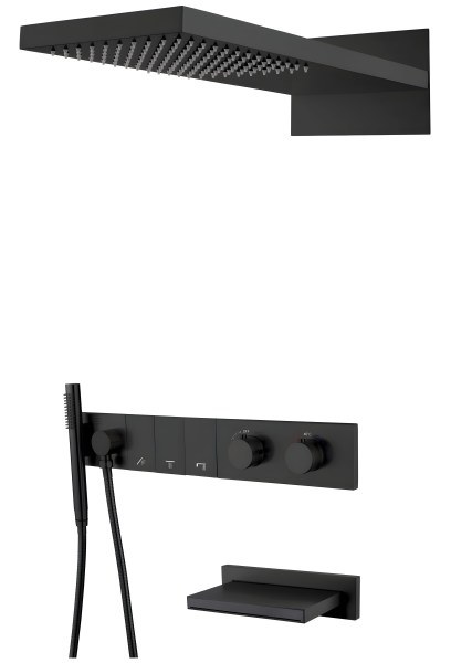 Душевая система Boheme Zodiac 133-2-B с изливом, черная матовая
