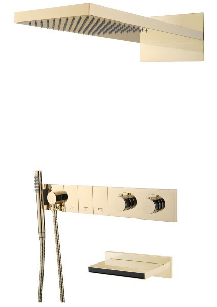 Душевая система Boheme Zodiac 133-2-G с изливом, золото