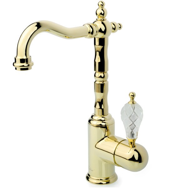 Смеситель для раковины Boheme Crystal 282-CRST, золото