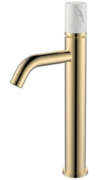 Смеситель для раковины Boheme Stick 122-G-MR-WHITE, золото