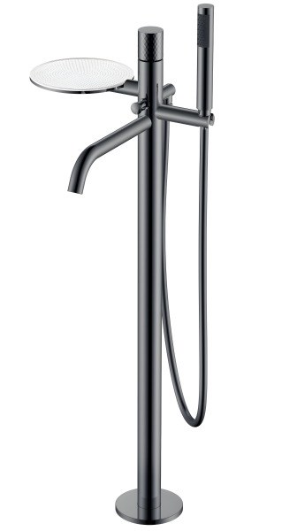 Напольный смеситель для ванны Boheme Stick 129-SGM, оружейная сталь