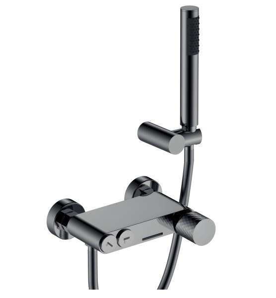 Смеситель для ванны с душем Boheme Stick 123-SGM, оружейная сталь