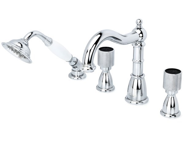 Смеситель на борт ванны Boheme Royal Cristal Black 396 , хром