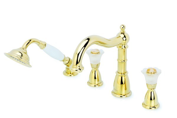 Смеситель на борт ванны Boheme Camelia 395, золото