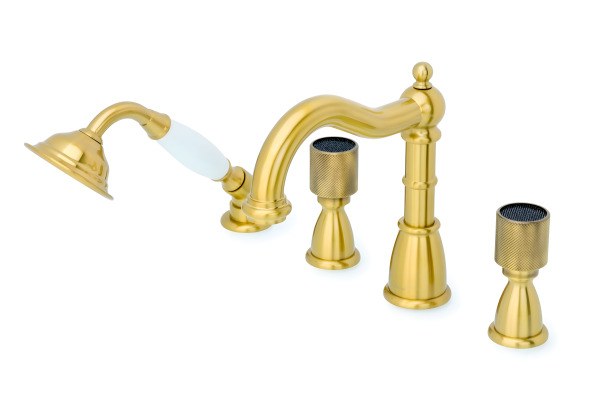 Смеситель на борт ванны Boheme Royal Cristal Black 391, бронза