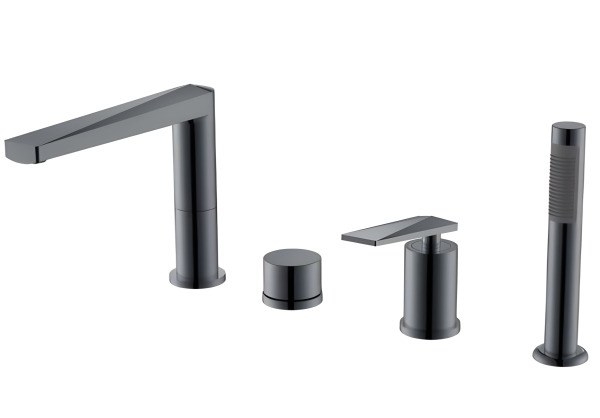 Смеситель на борт ванны Boheme Venturo 370-SGM, оружейная сталь