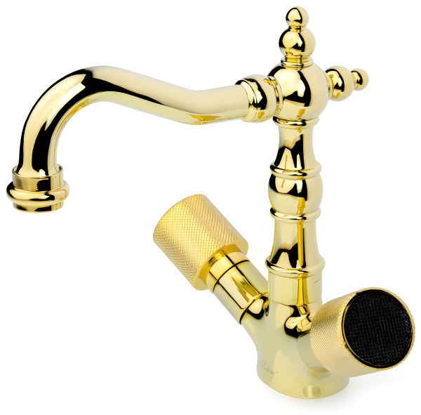 Смеситель для раковины Boheme Royal Cristal Black 292, золото