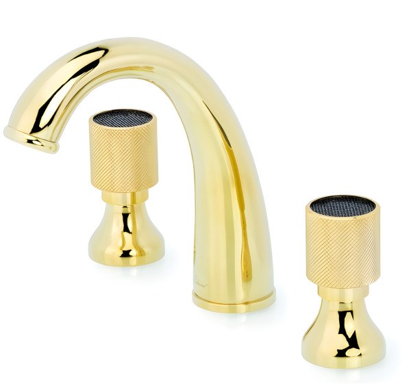 Смеситель для раковины Boheme Royal Cristal Black 297, золото