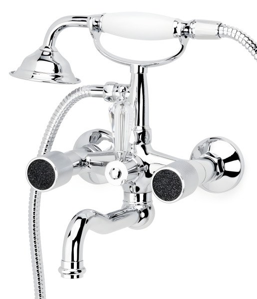 Смеситель для ванны с душем Boheme Royal Cristal Black 273, хром