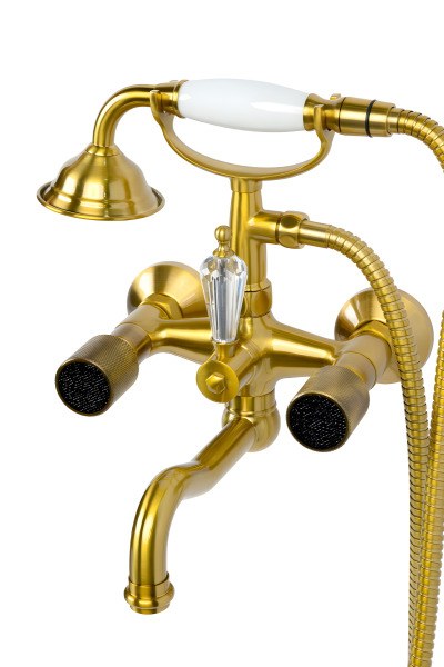 Смеситель для ванны с душем Boheme Royal Cristal Black 313, бронза