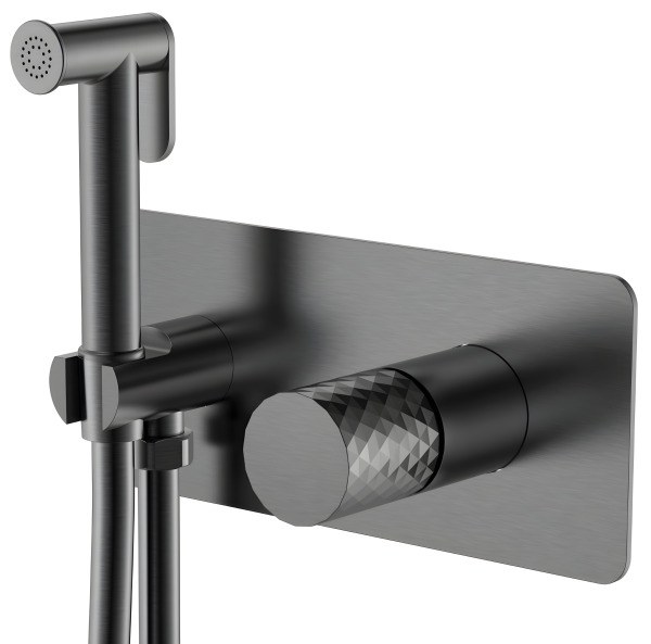 Гигиенический душ Boheme Stick 127-GM со смесителем, оружейная сталь