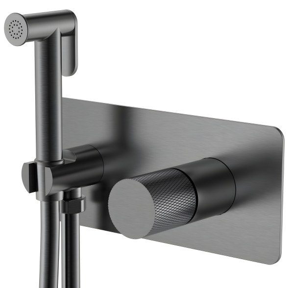 Гигиенический душ Boheme Stick 127-GM.2 со смесителем, оружейная сталь
