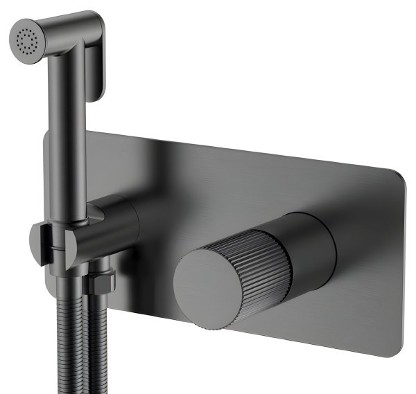 Гигиенический душ Boheme Stick 127-GM.3 со смесителем, оружейная сталь